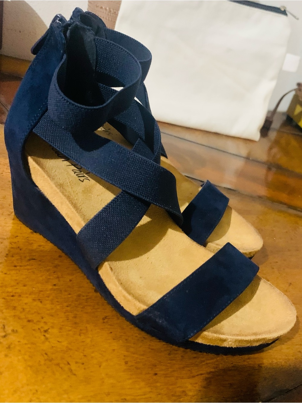 Dream Pairs Navy Crisscross Wedge Sandals
